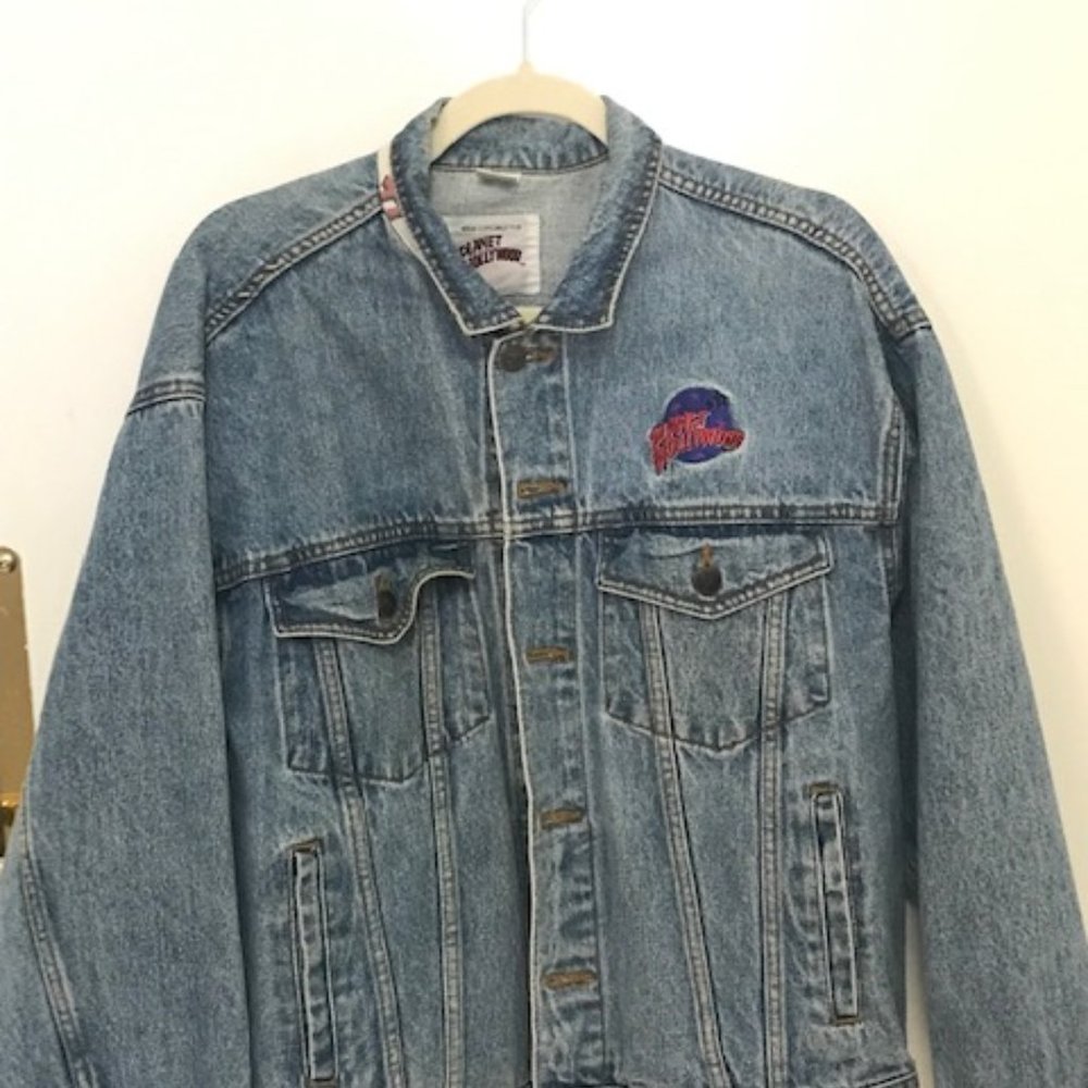 Vintage "ATLANTIC CITY"Planet Hollywood Blue Denim Jacket